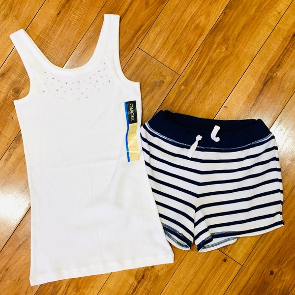 GAP Other - Gap beach summer striped cotton shorts and sequin white tank top — girl …